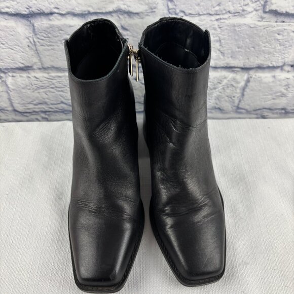 Vince Camuto Women's 8 M Black Leather Sameena Block Heel Side Zip Booties - Picture 6 of 11